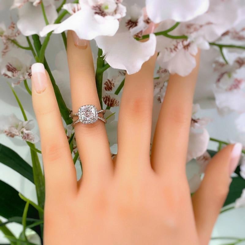 David Yurman Crossover Capri Cushion 1.84 Cts Halo Engagement Ring Platinum GIA - 5