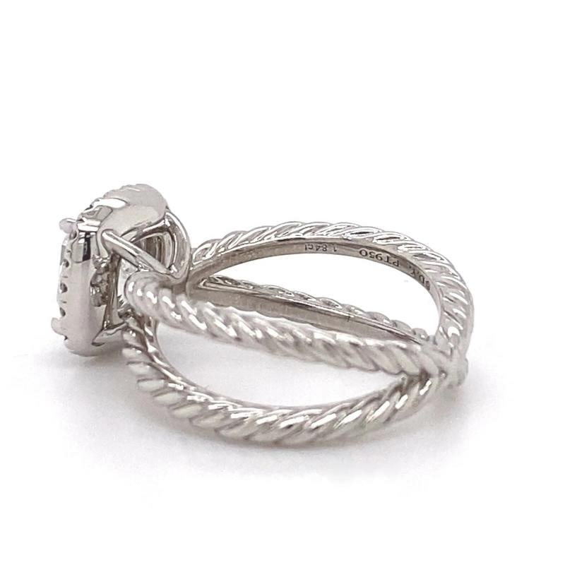 David Yurman Crossover Capri Cushion 1.84 Cts Halo Engagement Ring Platinum GIA - 8