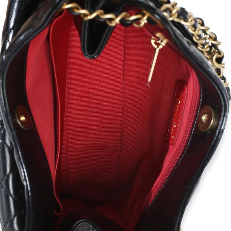 Chanel Black Quilted Shiny Crumpled Calfskin Small Wavy CC Hobo - 2