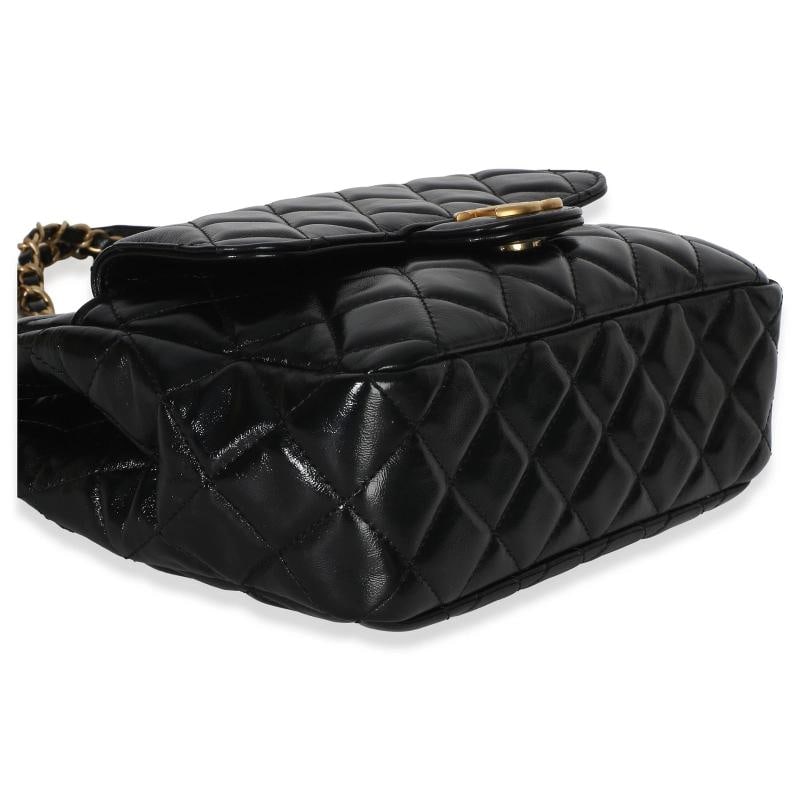 Chanel Black Quilted Shiny Crumpled Calfskin Small Wavy CC Hobo - 6