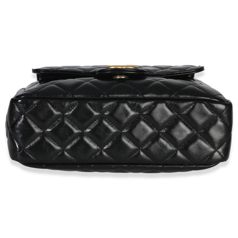 Chanel Black Quilted Shiny Crumpled Calfskin Small Wavy CC Hobo - 7
