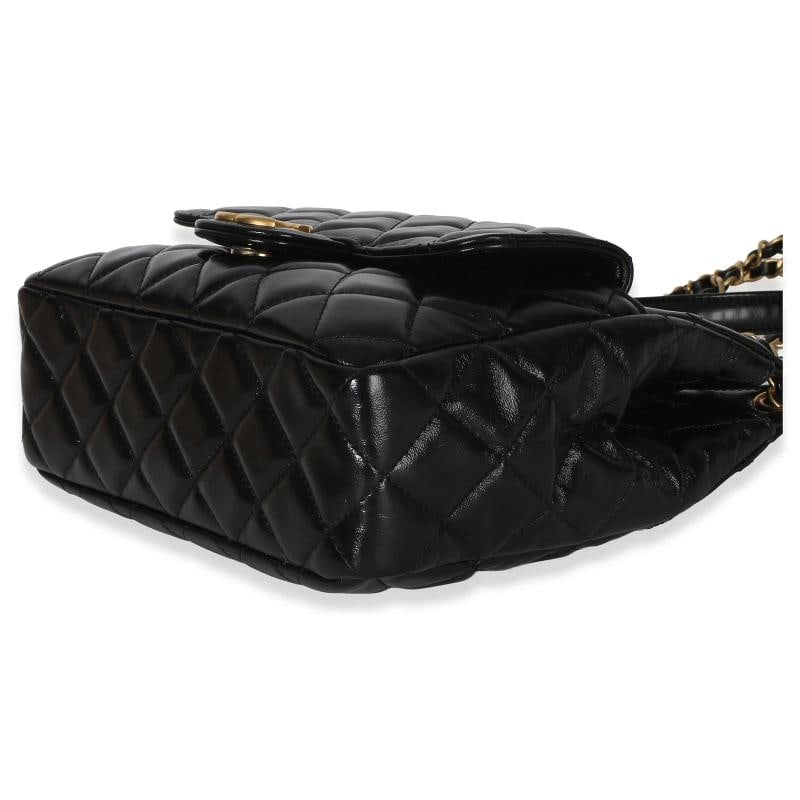 Chanel Black Quilted Shiny Crumpled Calfskin Small Wavy CC Hobo - 8