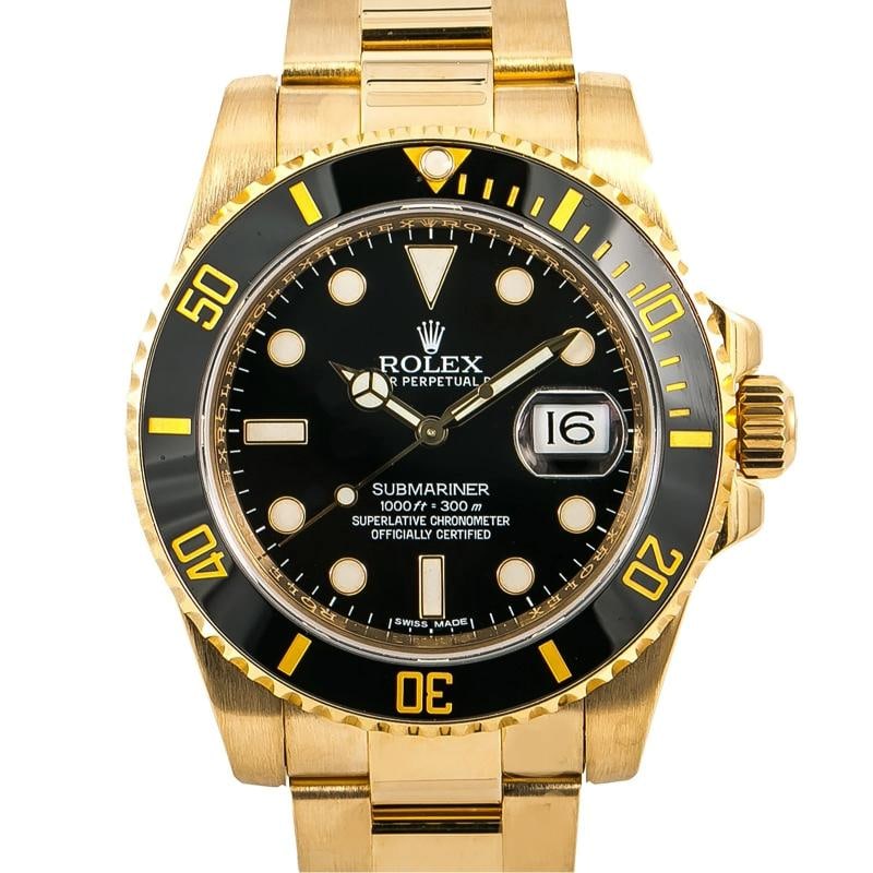 Rolex Submariner Date 116618 18k Yellow Gold Black Dial Auto Men's Watch 40mm - 2
