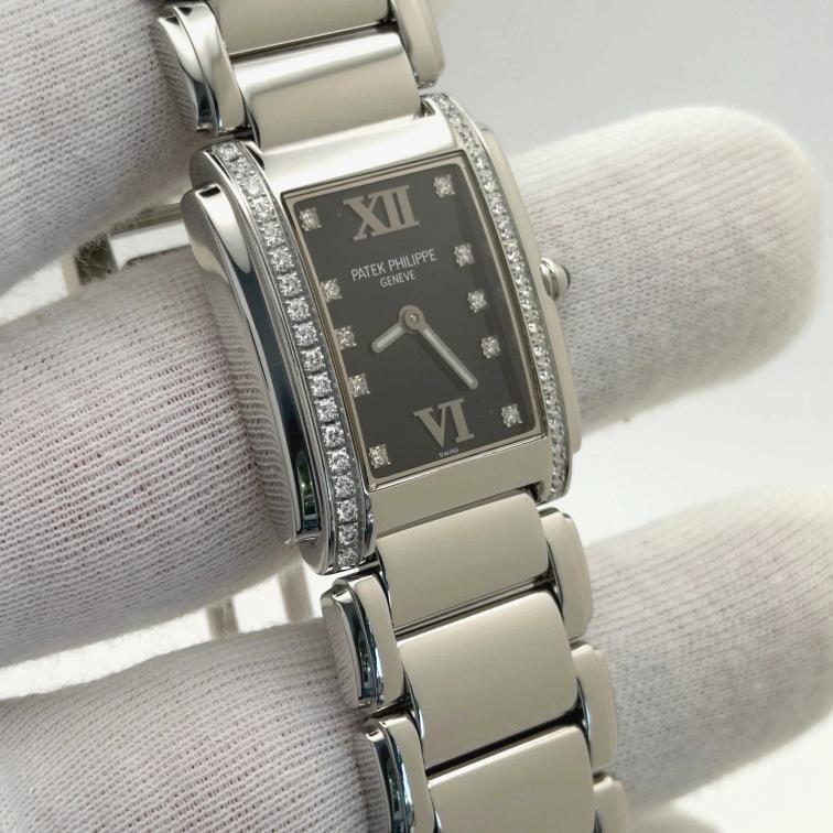 Patek Philippe Twenty 4 4910/10A-010 25mm Black Diamond Dial Diamond Bezel Steel - 7
