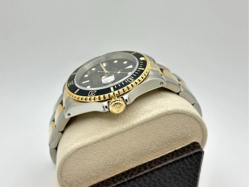 Rolex Submariner Black 16613 40mm 18k Yellow Gold Stainless Steel Box Paper - 4