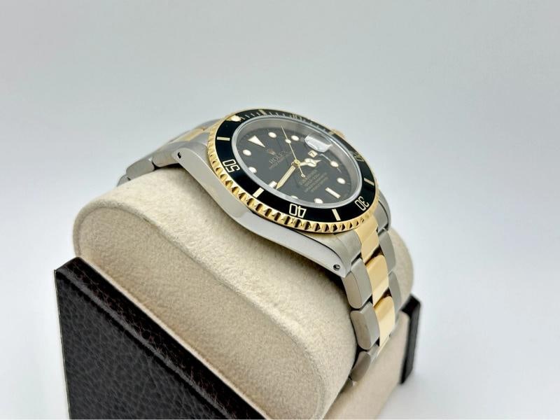 Rolex Submariner Black 16613 40mm 18k Yellow Gold Stainless Steel Box Paper - 5