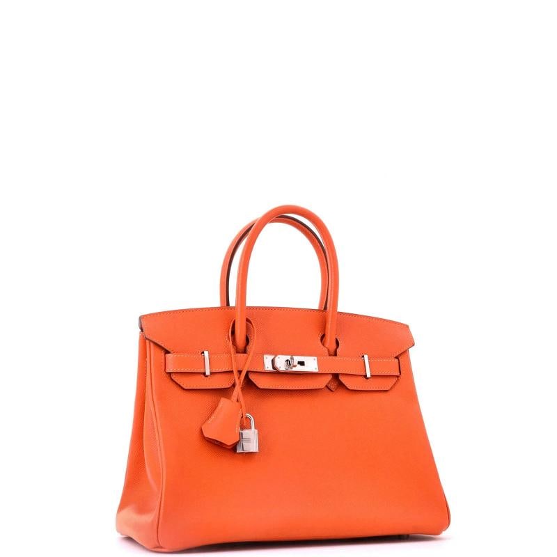 Hermes Birkin Handbag Orange Epsom with Palladium Hardware 30 - 2