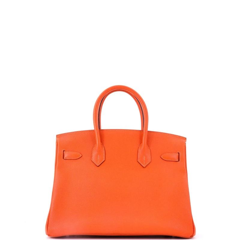 Hermes Birkin Handbag Orange Epsom with Palladium Hardware 30 - 3