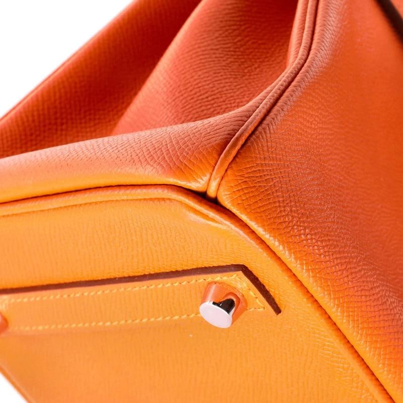 Hermes Birkin Handbag Orange Epsom with Palladium Hardware 30 - 7