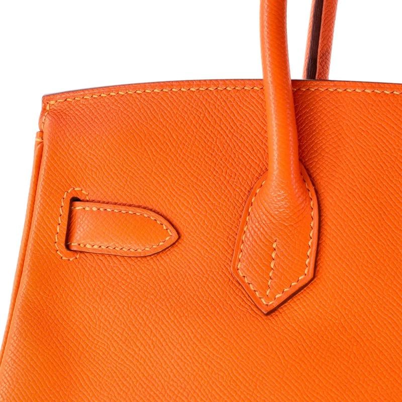 Hermes Birkin Handbag Orange Epsom with Palladium Hardware 30 - 8