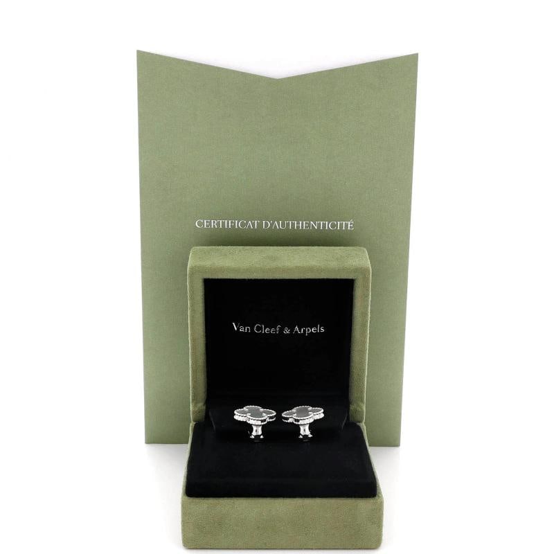 Van Cleef & Arpels Vintage Alhambra Earrings 18K White Gold and Mother of Pearl - 2
