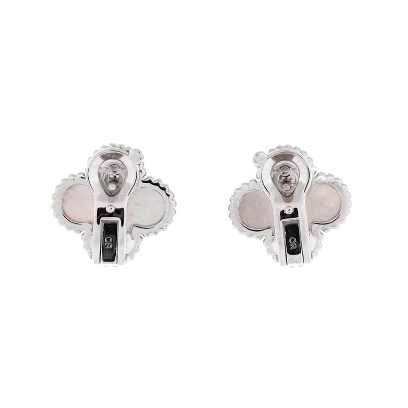 Van Cleef & Arpels Vintage Alhambra Earrings 18K White Gold and Mother of Pearl - 3