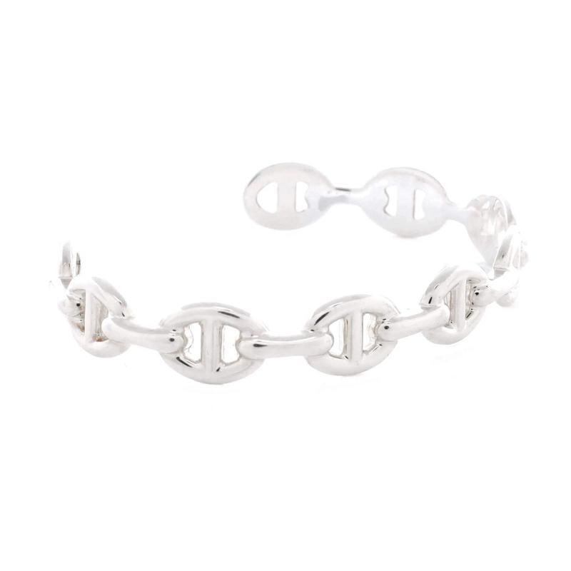 Hermes Chaine d'Ancre Enchainee Cuff Bracelet Sterling Silver Medium - 2
