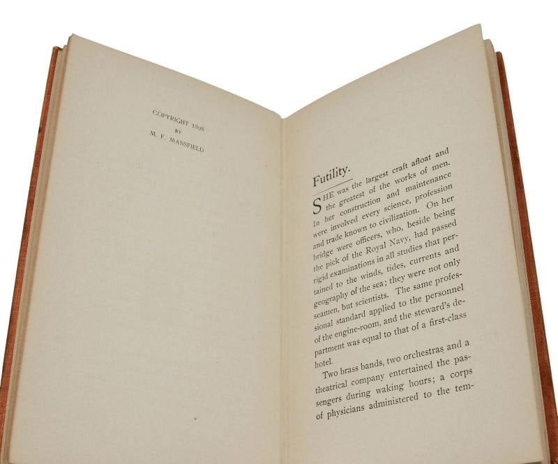 Futility (Wreck of the Titan) ~ by MORGAN ROBERTSON ~ First Edition ~ 1st 1898 - 6