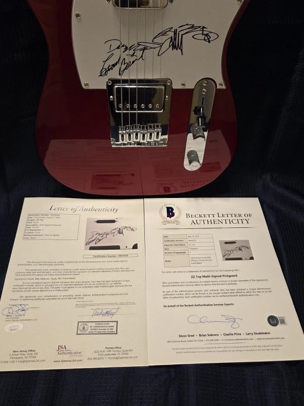 ZZ TOP: Dusty Hill, Billy Gibbons & Frank Beard Signed Guitar (Beckett LOA + JSA LOA) - 2