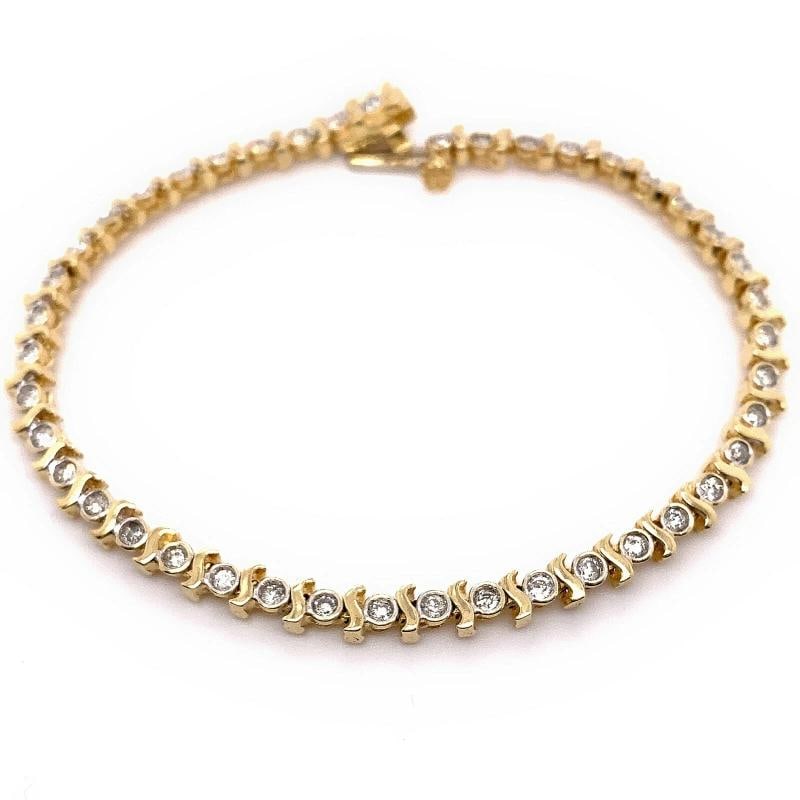Round Brilliant Diamonds S Link 14kt Yellow Gold Tennis Bracelet (1 of 7)