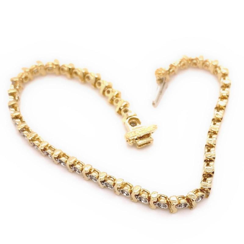 Round Brilliant Diamonds S Link 14kt Yellow Gold Tennis Bracelet - 2