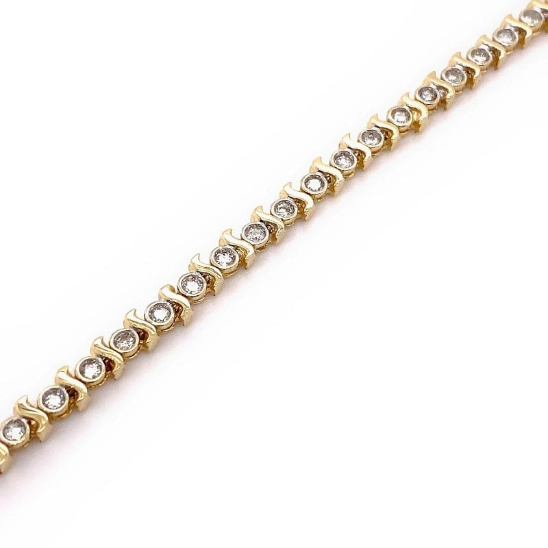 Round Brilliant Diamonds S Link 14kt Yellow Gold Tennis Bracelet - 3