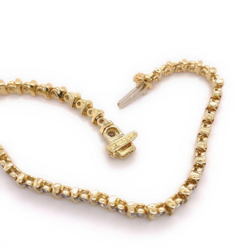 Round Brilliant Diamonds S Link 14kt Yellow Gold Tennis Bracelet - 4