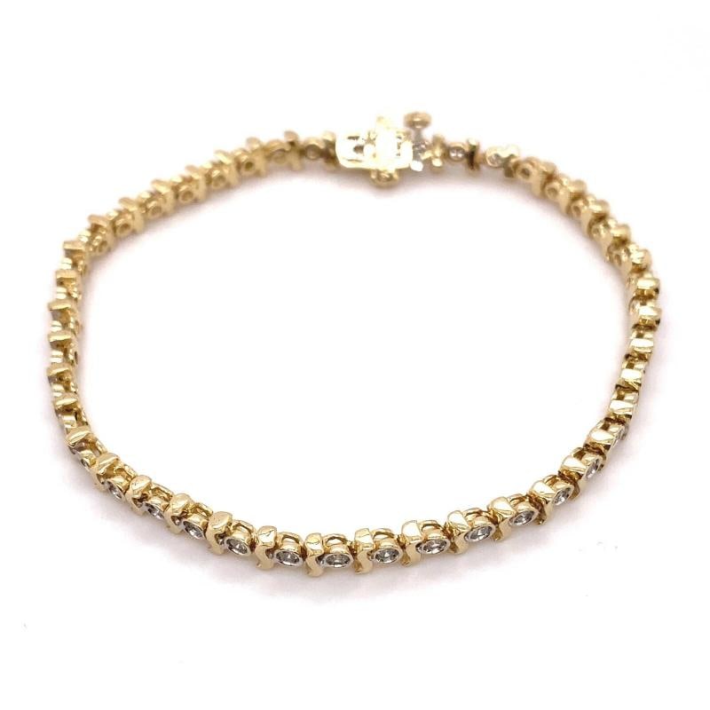Round Brilliant Diamonds S Link 14kt Yellow Gold Tennis Bracelet - 5
