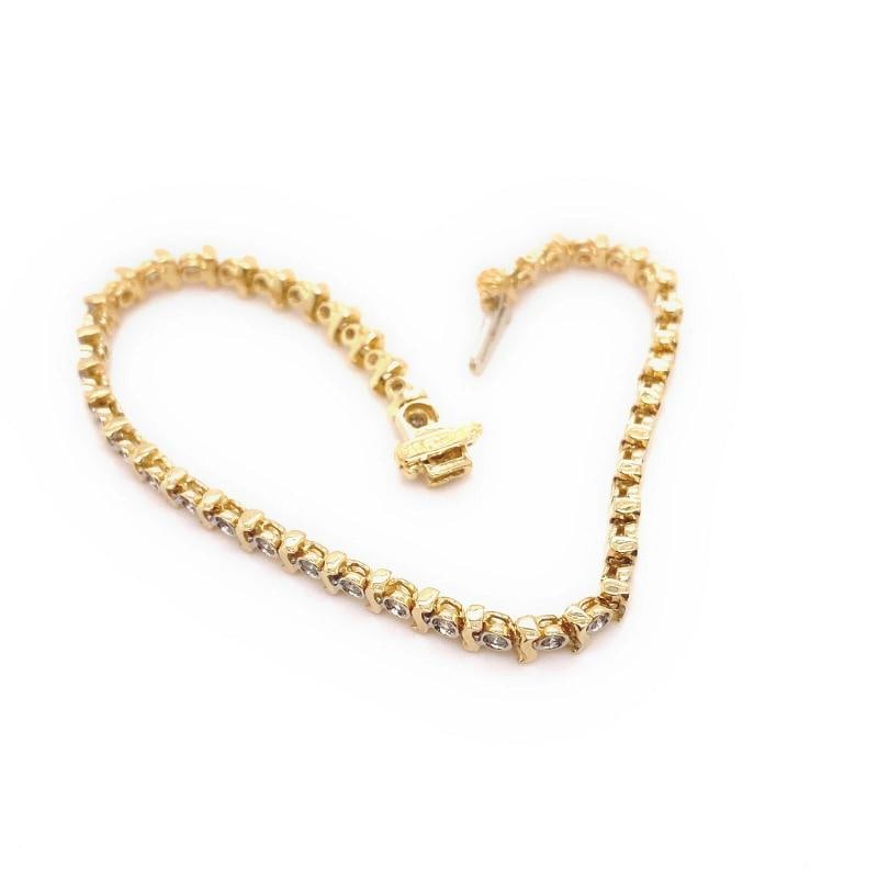 Round Brilliant Diamonds S Link 14kt Yellow Gold Tennis Bracelet - 6
