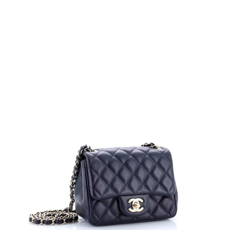 Chanel Square Classic Single Flap Bag Quilted Lambskin Mini - 2