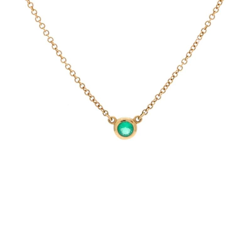 Tiffany & Co. Elsa Peretti Color By The Yard Pendant Necklace 18K Yellow Gold: Condition: Pre-owned - Good,Brand: Tiffany & Co.,Main Stone: Emerald,Metal: 18K Yellow Gold,Metal Purity: 18K,Style: Pendant,Type: Necklace,Color: Yellow Gold,Material: 18K Yellow Gold, Emerald
