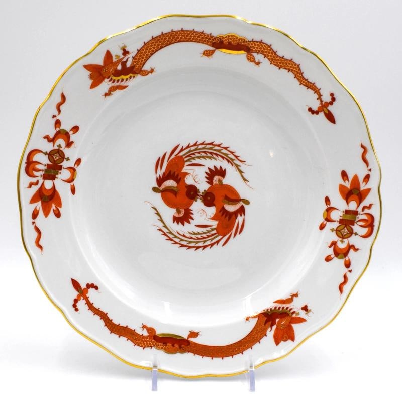 Set of 12 Meissen Red Court Dragon Dinner Plates - 3