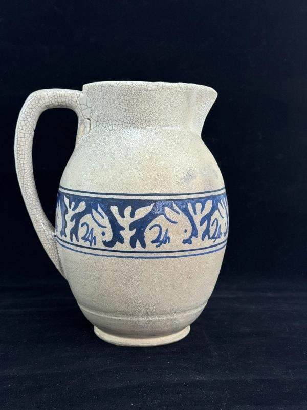 Early 1900s Dedham Pottery Blue Rabbit Large 72fl oz Water Pitcher 8.75" - 3