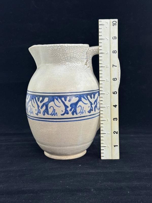 Early 1900s Dedham Pottery Blue Rabbit Large 72fl oz Water Pitcher 8.75" - 6