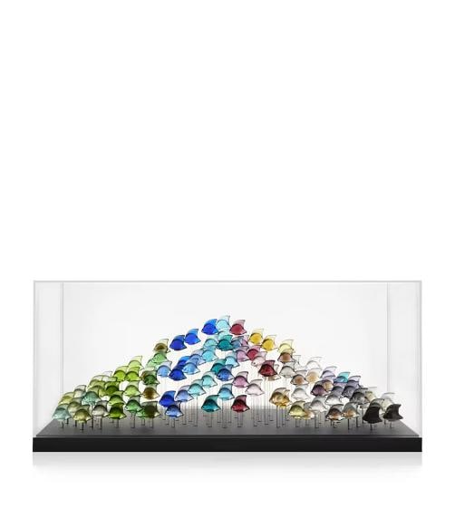 Lalique Aquarium with 100 Fishes Assorted Included Ref. 10720600: Lalique Aquarium with 100 Fish Assorted Included Ref. 10720600 Dimensions: H 15.74" x L 39.37" x W 13.38" (H 40 cm x L 100 cm x I 34 cm) Made in France Product Sold and Shipped in Original Box with