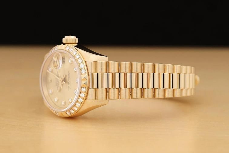 ROLEX DATEJUST PRESIDENT 69268 18K GOLD FACTORY DIAMOND DIAL PYRAMID BEZEL WATCH - 4