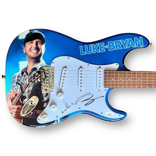 Luke Bryan Signed Guitar Custom Graphics JSA COA Play It Again Huntin' Fishin': Industry: Music,Signed: Yes,Autograph Authentication: James Spence (JSA),Original/Reproduction: Original,Country of Origin: United States