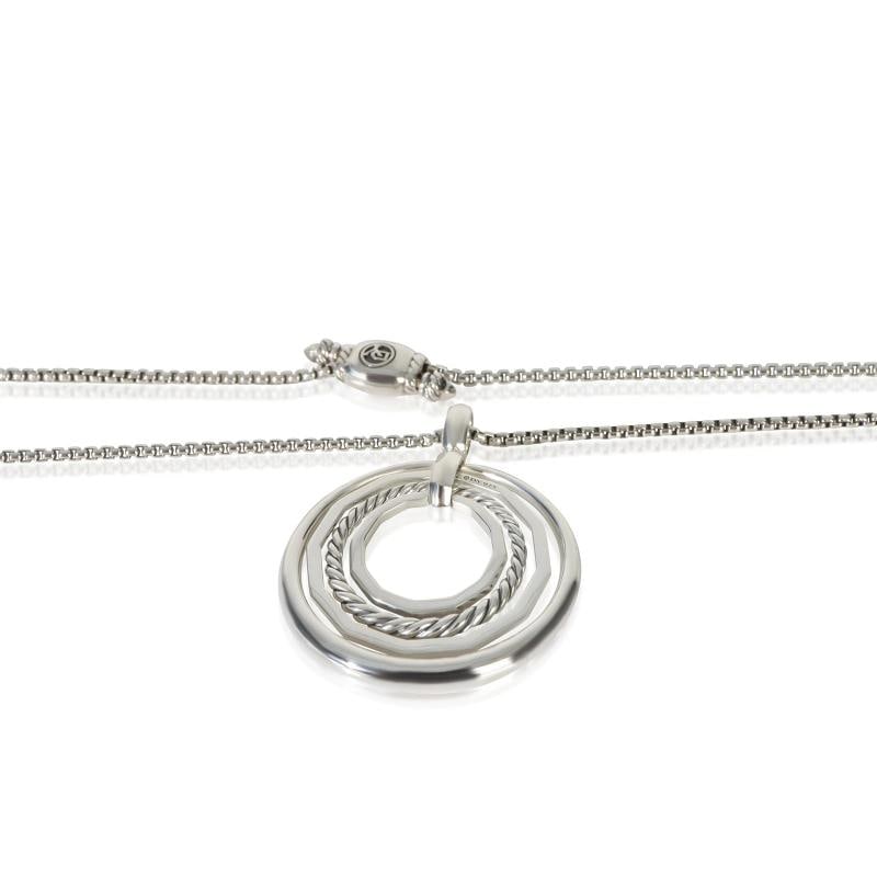 David Yurman Sterling Silver Diamond Medium Model Stax Pendant - 2
