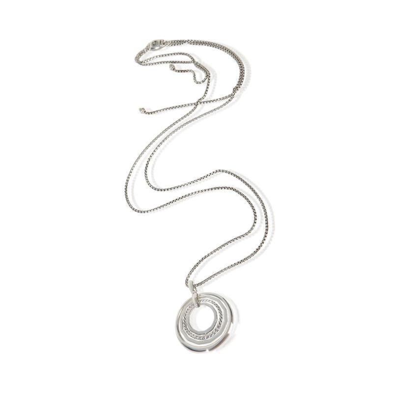 David Yurman Sterling Silver Diamond Medium Model Stax Pendant - 3