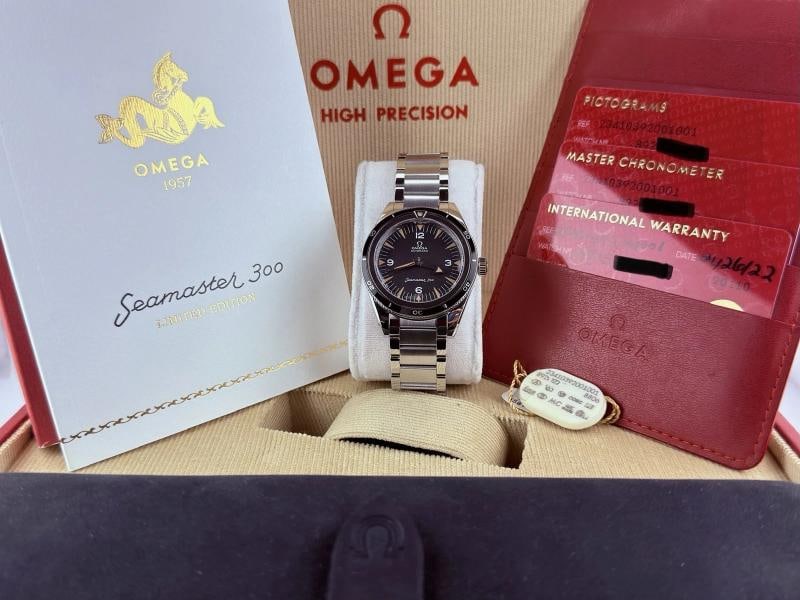 Omega Seamaster 300 1957 Trilogy 234.10.39.20.01.001 39mm Black Dial Box Papers: Condition: Pre-owned - Excellent,Bezel Color: Black,Indices: Arabic Numerals,Year Manufactured: 2020-Now,Band/Strap: Bracelet,Case Color: Silver,Department: Men,Watch Shape: Round,Style: Luxury,