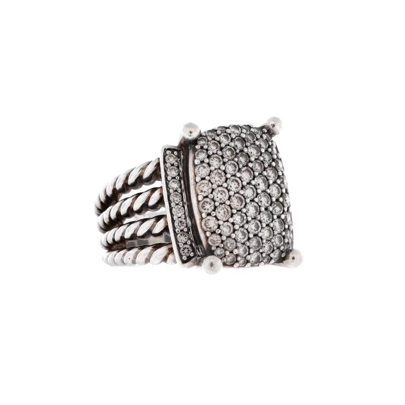 David Yurman Wheaton Ring Sterling Silver and Diamonds 16mm - 2