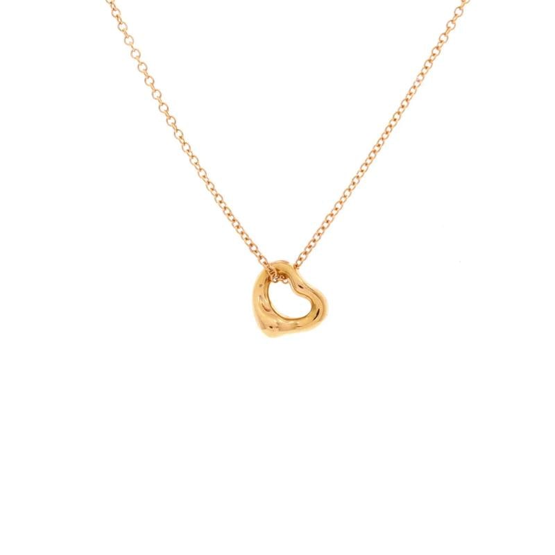 Tiffany & Co. Elsa Peretti Open Heart Pendant Necklace 18K Rose Gold 7mm (1 of 3)