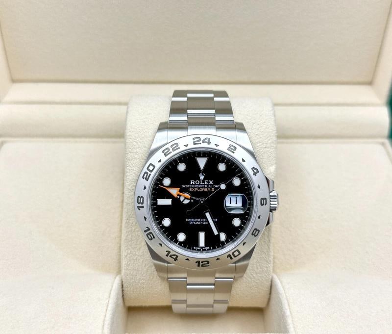 2021 Rolex Explorer II 216570 42mm Black Dial Stainless Steel Box Papers - 3