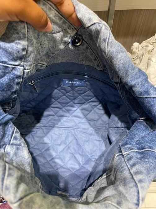 Chanel Denim Quilted Small Chanel 22 in Blue Denim (2023) - 8