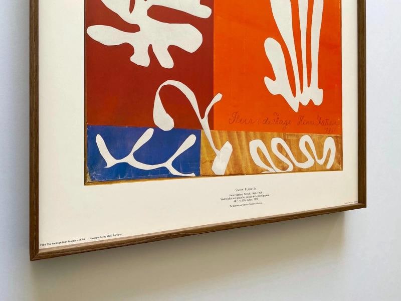 HENRI MATISSE RARE 1989 LITHOGRAPH PRINT FRAMED MUSEUM POSTER SNOW FLOWERS 1951 - 10