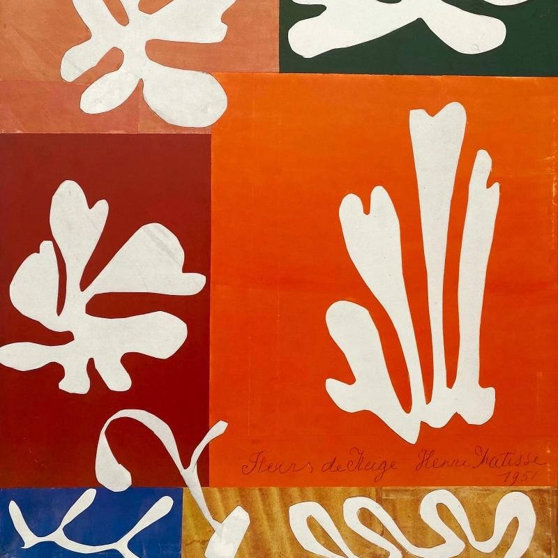 HENRI MATISSE RARE 1989 LITHOGRAPH PRINT FRAMED MUSEUM POSTER SNOW FLOWERS 1951 - 17