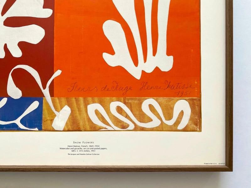 HENRI MATISSE RARE 1989 LITHOGRAPH PRINT FRAMED MUSEUM POSTER SNOW FLOWERS 1951 - 18