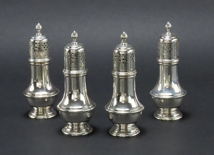 Handsome Set 4 Gebelein Sterling Silver Salt Pepper Casters Shakers c1915 (1 of 8)