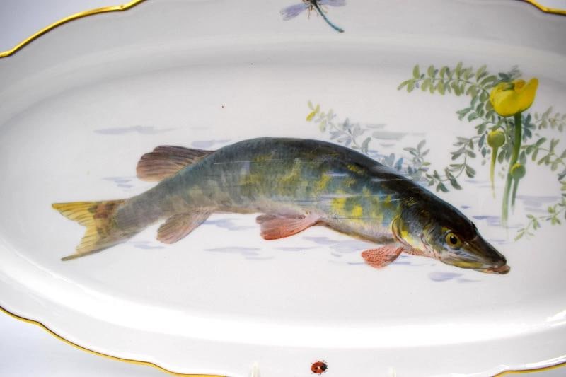 Antique Meissen Finely Hand Painted Fish Platter - Signed, Circa 1890 - 2