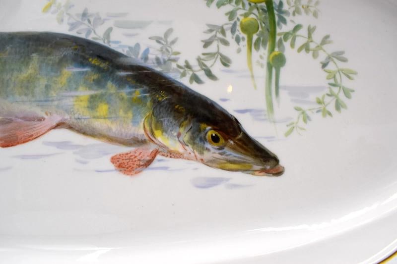 Antique Meissen Finely Hand Painted Fish Platter - Signed, Circa 1890 - 3