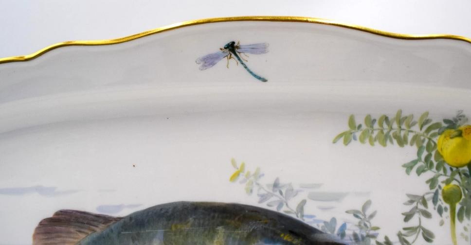 Antique Meissen Finely Hand Painted Fish Platter - Signed, Circa 1890 - 5
