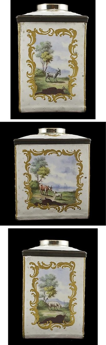 Rare South Staffordshire Enamel Tea Caddy c1770 - 2