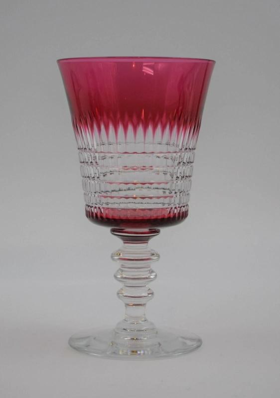 12 Dorflinger - Val St. Lambert - Cranberry Cut to Clear Water Glasses C 1920 - 3