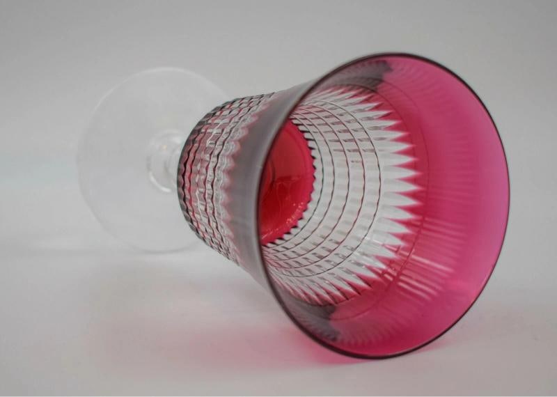 12 Dorflinger - Val St. Lambert - Cranberry Cut to Clear Water Glasses C 1920 - 7